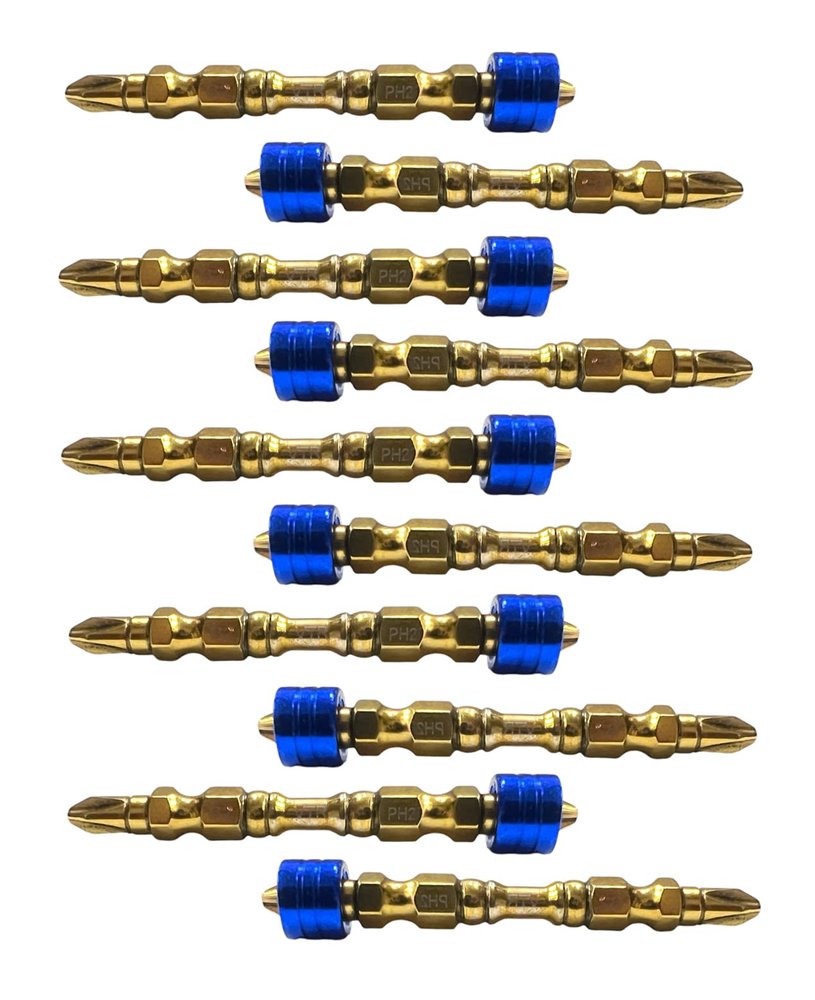 ADAWAT 10Pcs PH2 Magnetic Phillips Screwdriver Bit Set 1/4 Inch Hex Shank Cross Screw Electric Power Drivers Bits(red), Metal