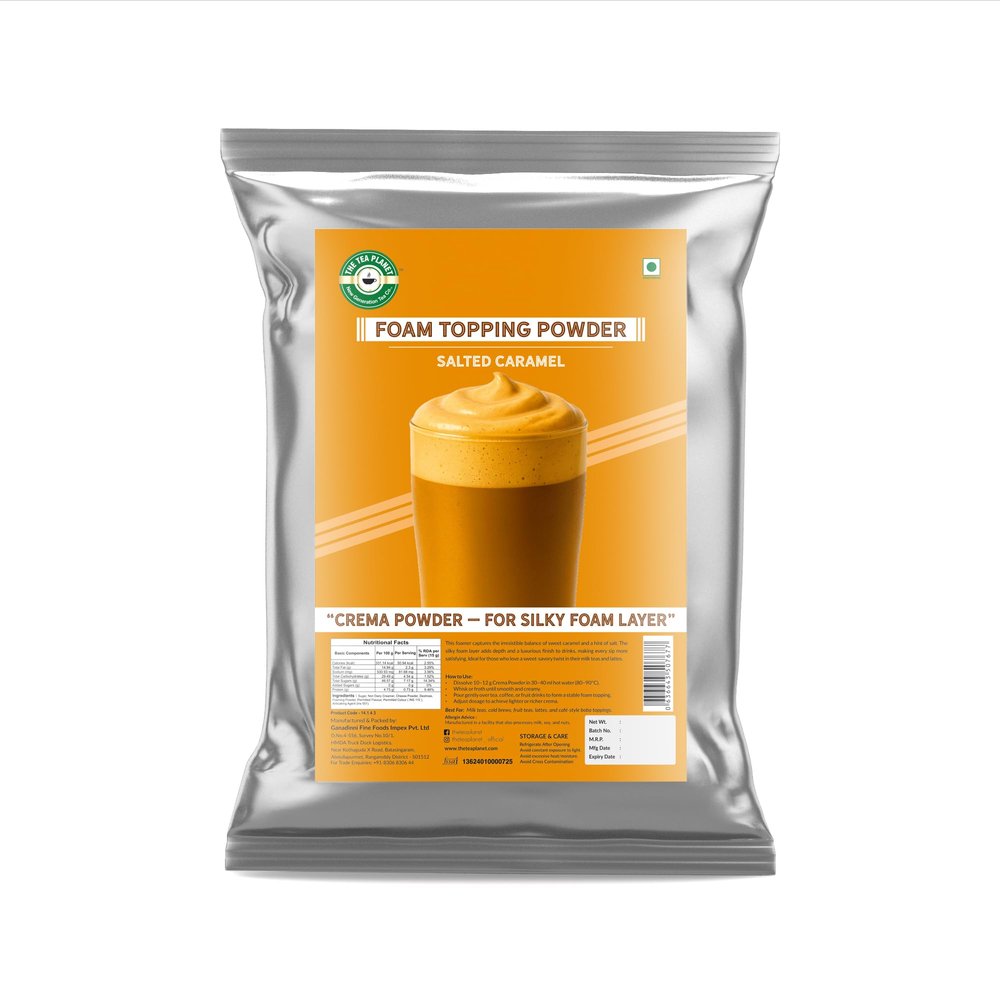 Tea Planet Cheese Foamer  Salted Caramel Flavor | Rich, Creamy, and Velvety Topping for Bubble Tea, Milkshakes, and Desserts | Non-GMO, Quick & Easy Preparation,(1000gms, Salted Caramel)
