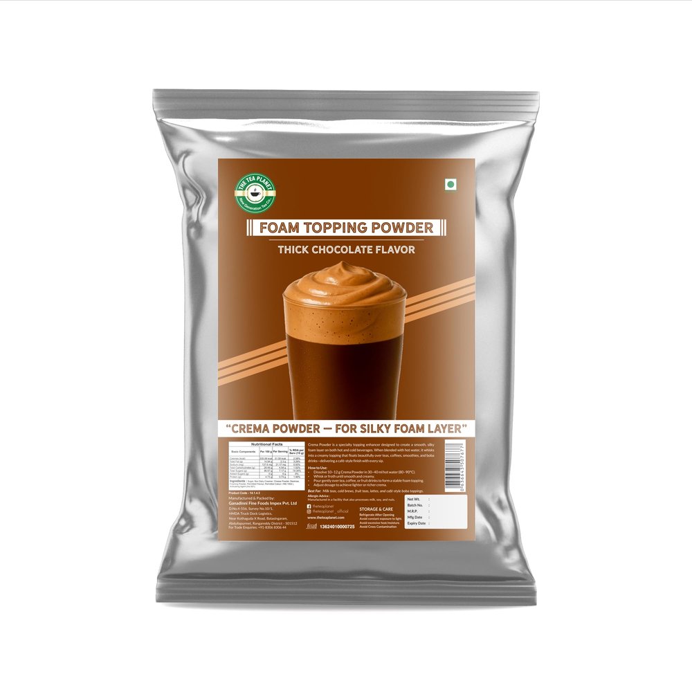 Tea Planet Cheese Foamer | Rich, Creamy, and Velvety Topping for Bubble Tea, Milkshakes, and Desserts | Non-GMO, Quick & Easy Preparation, (1000gms, Thick Chocolate)
