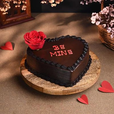 Bakingo 2Kg Delicious Silky Smooth Fresh Be Mine Hearty Chocolate Truffle Cake For Birthday & Anniversary Cake, Valentine Day Cake For Boyfriend, Girlfriend, Husband & Wife (Same Day Delivery)