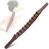 20 Beads Brown Wooden Massager Guasha Wood Stick Tools Wooden Therapy Scraping Lymphatic Drainage Massager, Double Row 20 Beads Point Treatment Gua Sha Tools for Back Leg view 2