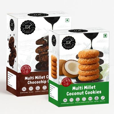 THE DOUGH CORNER Multi Millet Chocochip + Coconut Cookies Combo Pack | Gluten-Free | High Protein & Fiber-Rich | No Maida, No Palm Oil, No Refined Sugar | Jaggery-Sweetened | Pack of 2, 200Gm Each