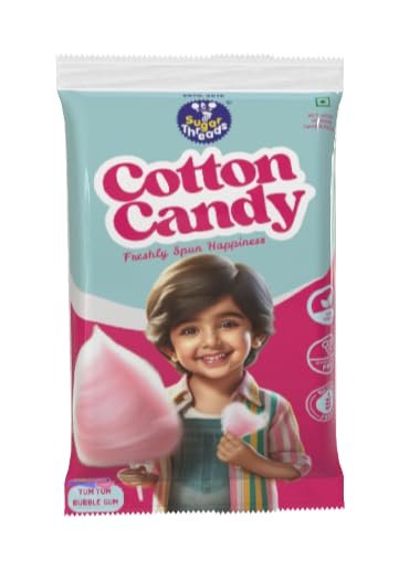 Sugar Threads Cotton Candy, Combo Pack, Pouch, 80g PACK OF 8 (Bubble Gum)
