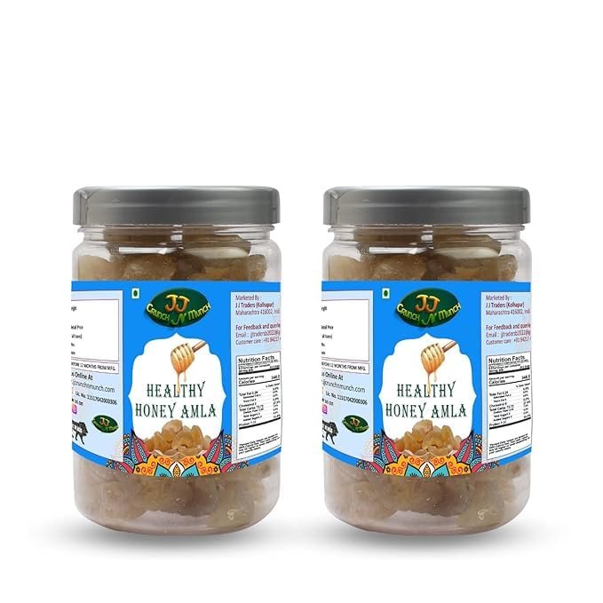 J J Crunch N Munch Honey Amla Candy (250g Each, Pack of 2) - Sugar-Free, Natural Honey Sweetened, Low-Calorie Dry Amla Snack | Best for Eyes