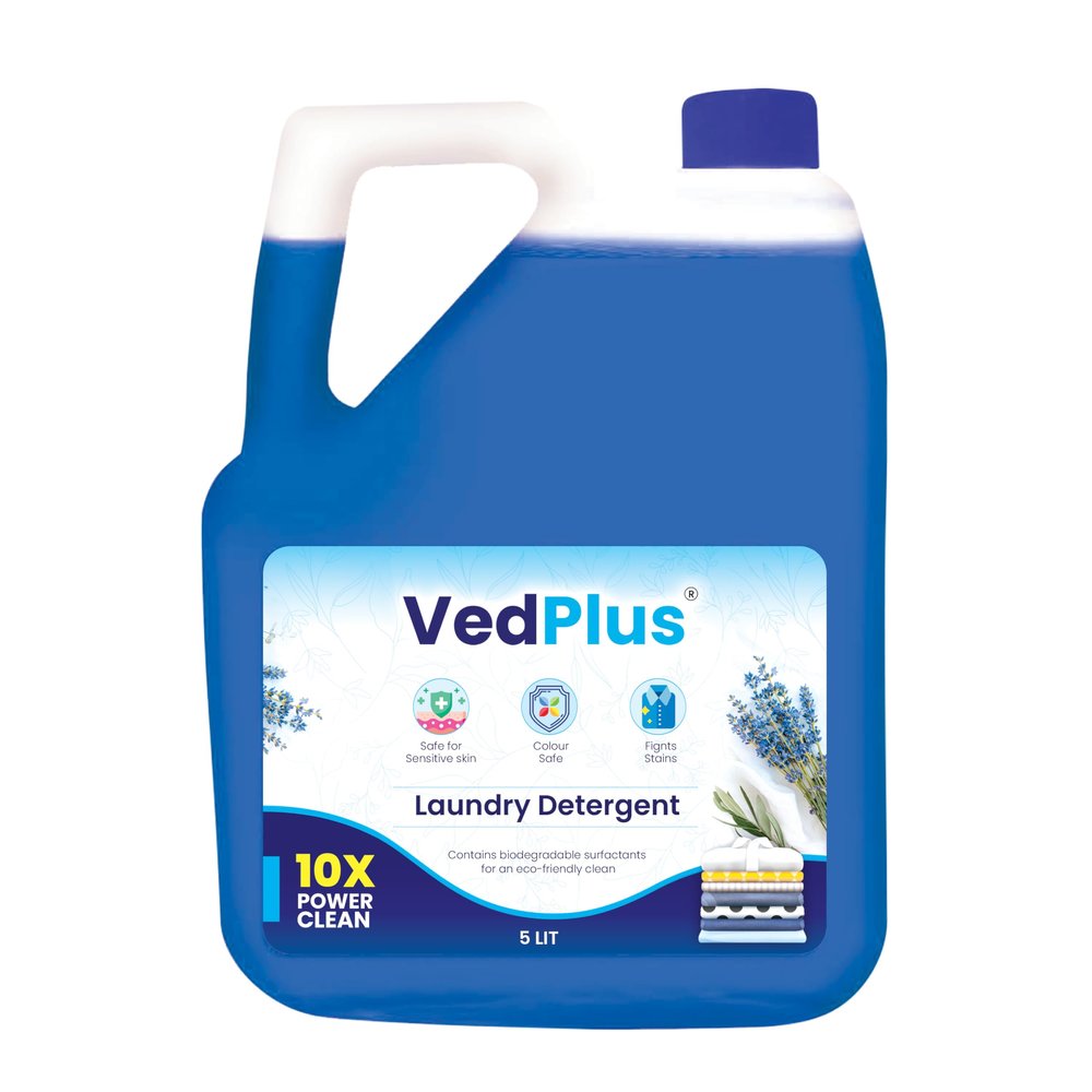 VedPlus Liquid Laundry Detergent - 5 L| 10X Power Clean Formula For Deep Cleaning | Gentle On Sensitive Skin & Tough On Stains| Color-Safe & Fabric-Friendly| Suitable For Top & Front Load Machines