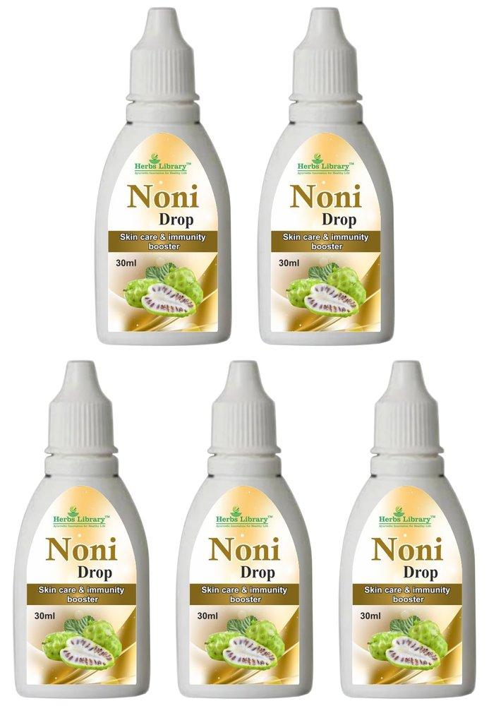 Herbs Library Noni Drop for Rich in Essential Nutrients (Pack of 5, 30 ml)|Natural Immunity Booster and Antioxidant Supplement Supports Digestion, Skin Health and Detox Herbal Remedy for Overall|