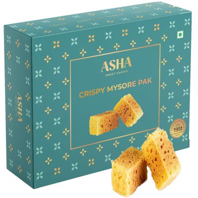 ASHA Sweets Crispy Mysore Pak 150g (Pack of 2) | Premium Besan Mysore Pak Sweets | Ghee Flavor with Perfect Crunchy and Traditional South Indian Mithai with Real Taste | Gift Box for Special Occasion