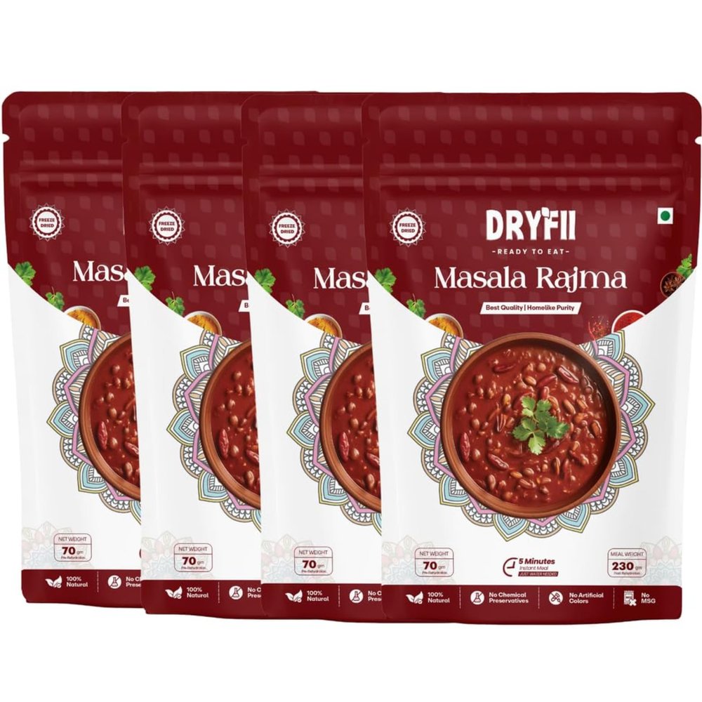 Dryfii Ready-to-Eat Instant Masala Rajma| Pure Veg | Freeze Dried | Rehydrated Weight 920 g