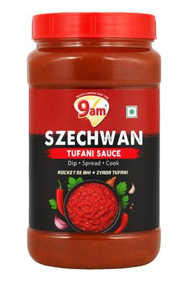 9AM Szechwan Tufani Sauce 950g, Extra Spicy Chinese Sauce, Multi-Purpose Dip & Spread for Noodles, Pasta, Fried Rice, Momos