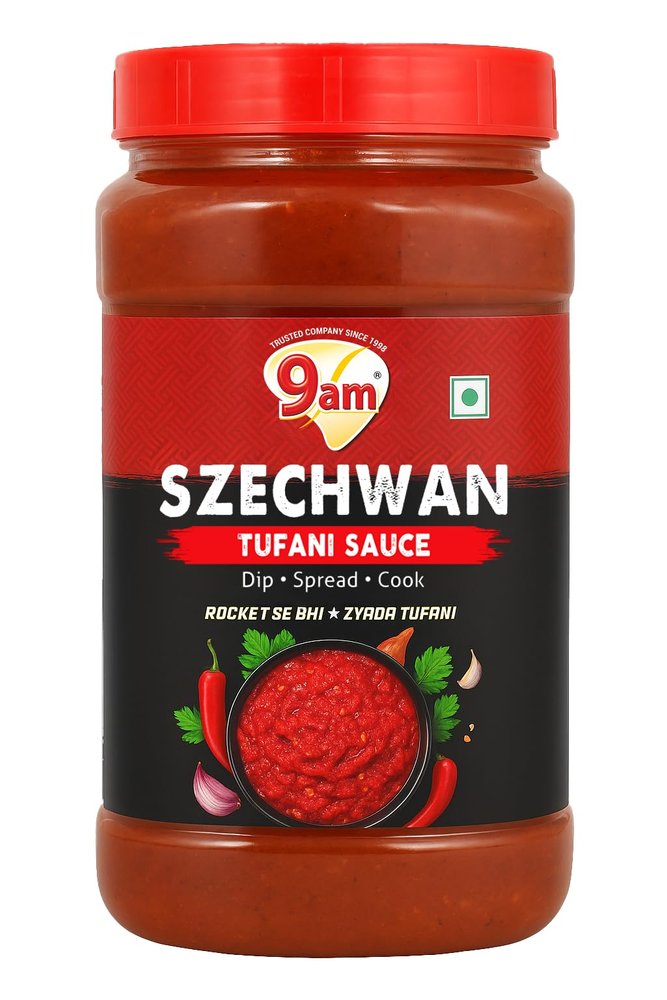 9AM Szechwan Tufani Sauce 950g, Extra Spicy Chinese Sauce, Multi-Purpose Dip & Spread for Noodles, Pasta, Fried Rice, Momos