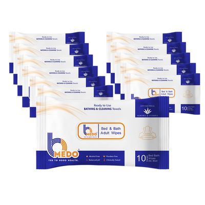 Bmedo Bmedo Bed Bath Wipes, Adult Wet Wipes, Adult Bath Wipes, Anti Bacterial, Ready To Use Cleansing Towels, Refreshing Sponge Bath Towel, For Men & Women | Travelling Wipes | Pure Water Soft Moisturizing Wet Wipes With Lid (120 Count (Pack Of 12))