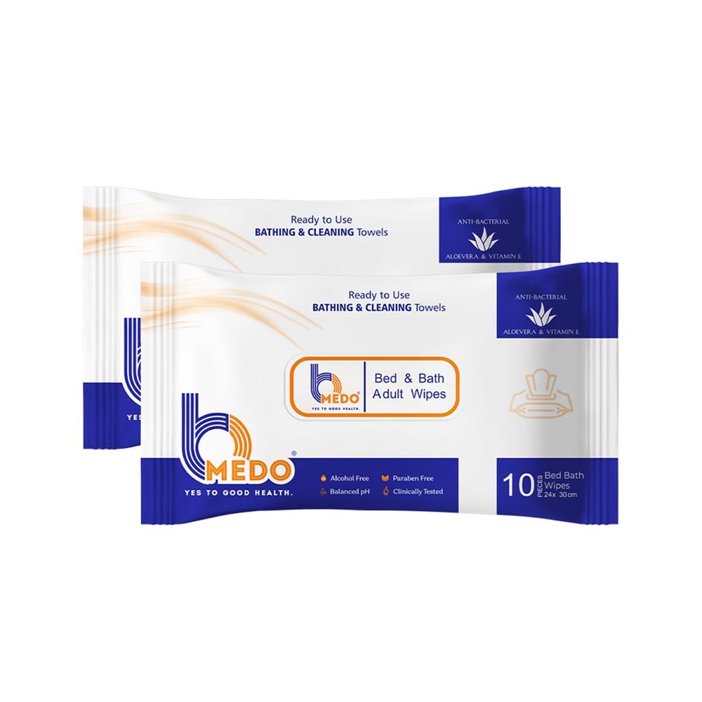 Bmedo Bmedo Bed Bath Wipes, Adult Wet Wipes, Adult Bath Wipes, Anti Bacterial, Ready To Use Cleansing Towels, Refreshing Sponge Bath Towel, For Men & Women | Travelling Wipes | Pure Water Soft Moisturizing Wet Wipes With Lid (20 Count (Pack Of 2))