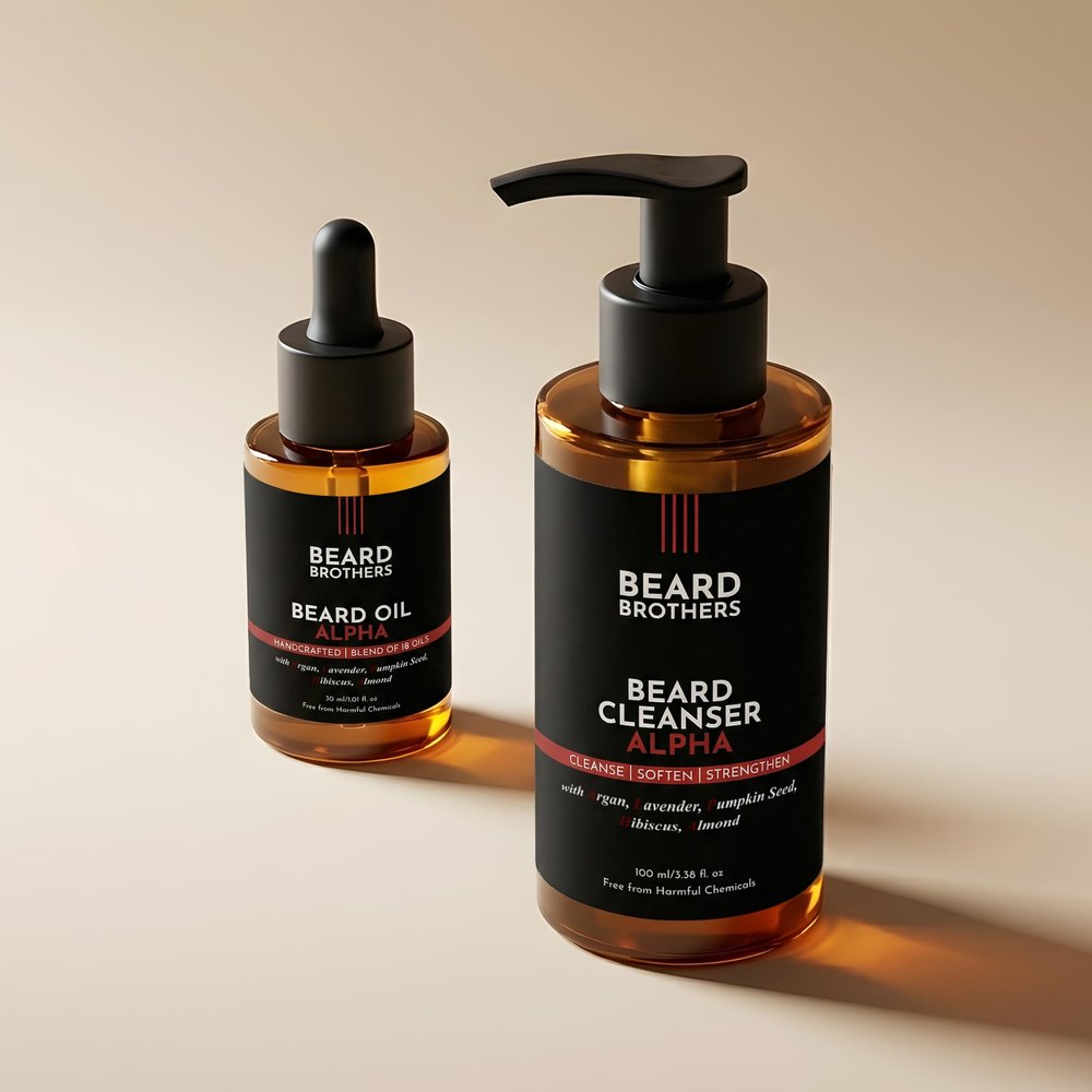 Beard Brothers ALPHA Beard Oil for Men Nourishes, Strengthens & Fixes Patchy, Uneven Beard (Beard Oil 30 ml + Beard Wash 100 ml)