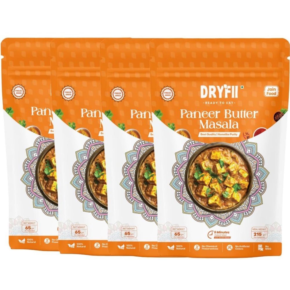 Dryfii Ready-to-Eat Instant Jain Paneer Butter Masala | Pure Veg | Freeze Dried | No Onion, No Garlic | Rehydrated Weight 860 g