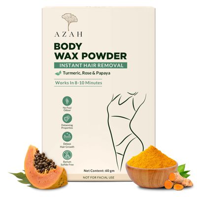Azah Bikini Wax Powder for Women [60gm]| Painless Hair Removal in 810 Mins | Natural Wax Powder with Turmeric, ROse & Papaya | No Chemicals, No Irritation & Rashes, Ideal for Bikini, Legs & Underarms