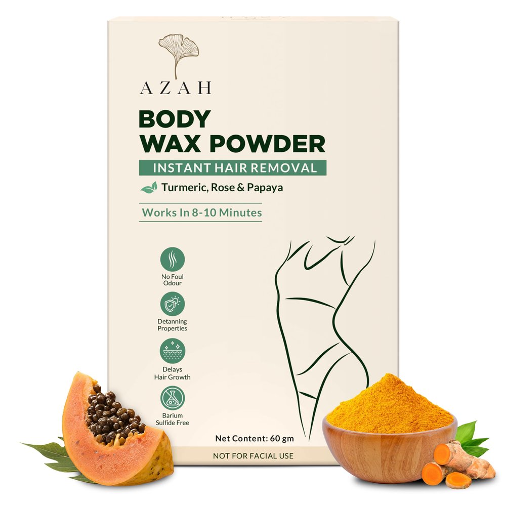 Azah Bikini Wax Powder for Women [60gm]| Painless Hair Removal in 810 Mins | Natural Wax Powder with Turmeric, ROse & Papaya | No Chemicals, No Irritation & Rashes, Ideal for Bikini, Legs & Underarms