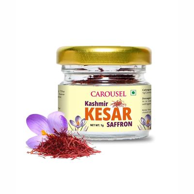 1 Gram Premium Kesar Saffron Original - Pure Kashmiri Mongra Kesar | Organic Saffron For Cooking, Milk, & Pooja | Kashmiri Kesar Grade A+ (1Gm)