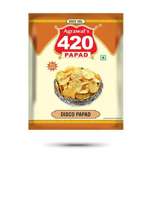 Agrawal's 420 Moong Disco Papad | 100% Vegetarian, No Artificial Colors | Crispy & Crunchy Side for Meals & Snacks Box of 4, 200g Each