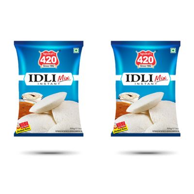 Agrawal's 420 Instant Idli Mix Soft & Fluffy South Indian Breakfast | Quick & Easy No Fermentation With Healthy Features | Fresh & Pure Vegetarian Recipe, 1kg, Pack of 2 (500g Each)