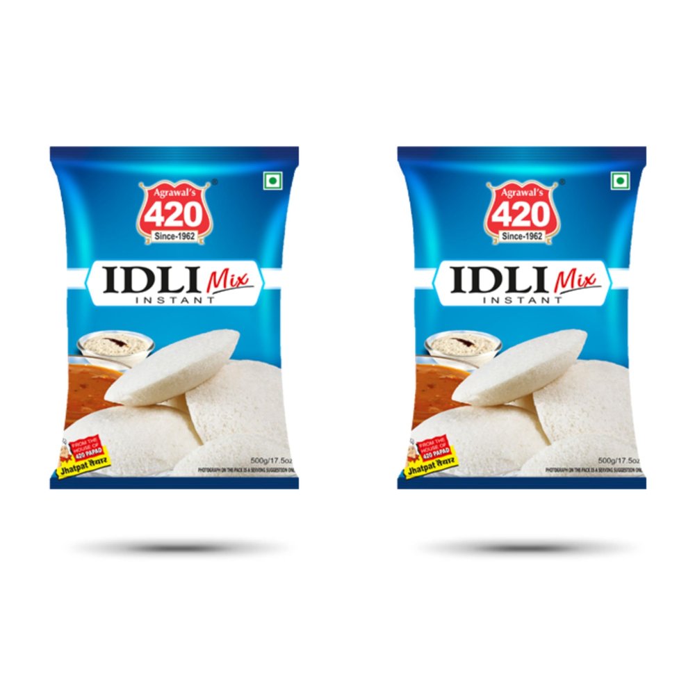 Agrawal's 420 Instant Idli Mix Soft & Fluffy South Indian Breakfast | Quick & Easy No Fermentation With Healthy Features | Fresh & Pure Vegetarian Recipe, 1kg, Pack of 2 (500g Each)