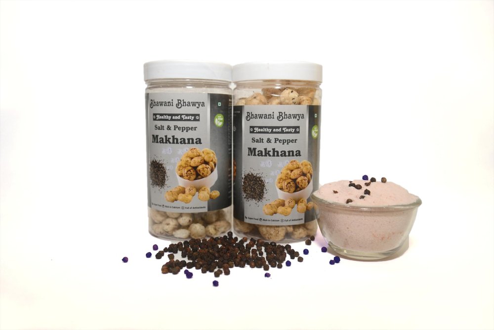 Bhawani Bhawya Roasted Makhana, Salt &Pepper Flavour| Delicious Meets| Nutritious |No Palm oil| Nourished &crunchy|Gluten-Free| Superfood | Nutrient Rich| Trans-Fat Free |pack of 2(80gm Each)