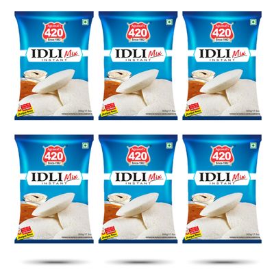 Agrawal's 420 Instant Idli Mix Soft & Fluffy South Indian Breakfast | Quick & Easy No Fermentation With Healthy Features | Fresh & Pure Vegetarian Recipe, 1200g, Pack of 6, (200g each pack)