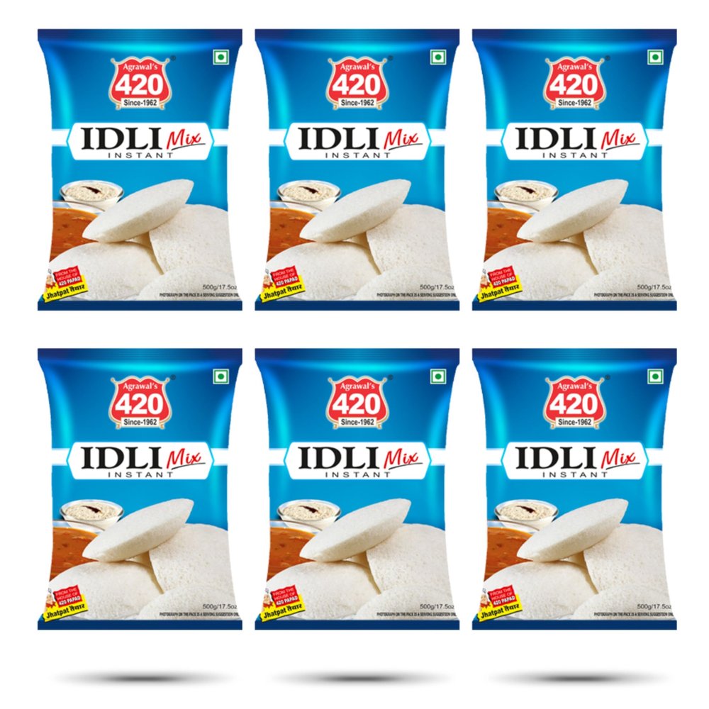 Agrawal's 420 Instant Idli Mix Soft & Fluffy South Indian Breakfast | Quick & Easy No Fermentation With Healthy Features | Fresh & Pure Vegetarian Recipe, 1200g, Pack of 6, (200g each pack)