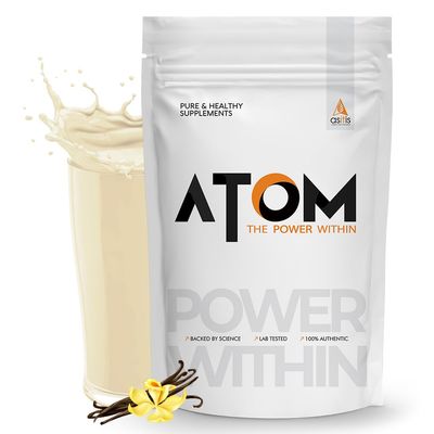 AS-IT-IS Nutrition ATOM Nitro Whey with Creatine I 33g Protein, 3g Creatine, 7.4g BCAA I Muscle Building & Fast Recovery Formula I Performance Booster I 1 Kg, Classic Vanilla