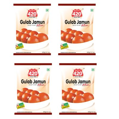 Agrawal's 420 Gulab Jamun Mix | Authentic Indian Instant Dessert Mix for Soft & Juicy Gulab Jamun | Quick & Easy to Prepare | Pack of 4, 200g Each