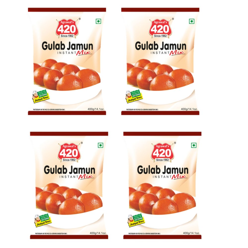 Agrawal's 420 Gulab Jamun Mix | Authentic Indian Instant Dessert Mix for Soft & Juicy Gulab Jamun | Quick & Easy to Prepare | Pack of 4, 200g Each