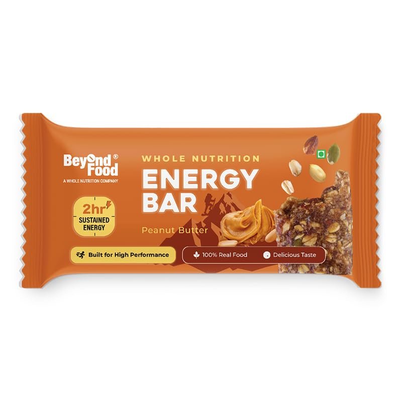 Beyond Food Energy Bars Peanut Butter (Pack of 6) | High Protein Energy Bars | Sugar-Free Complete Nutrition Bars | Healthy Snack with Oats, Nuts & Seeds | 3.5g Protein & 130 Kcal Per Bar