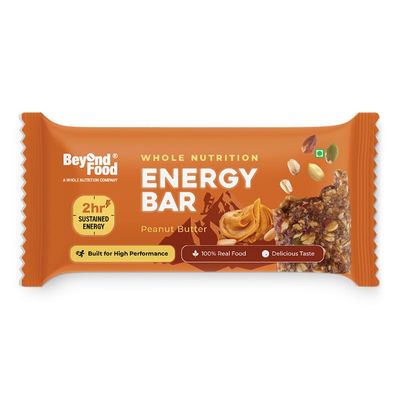 Beyond Food Energy Bars Peanut Butter (Pack of 9) | High Protein Energy Bars | Sugar-Free Complete Nutrition | Healthy Snack with Oats, Nuts & Seeds | 3.5g Protein & 130 Kcal Per Bar