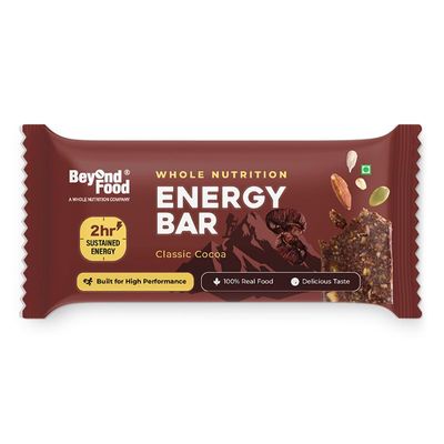 Beyond Food Energy Bars Classic Cocoa (Pack of 6) | Sugar-Free, High Protein Snack | Oats, Nuts & Superfoods | Complete Nutrition Energy Bar 3.5g Protein Per Bar | Healthy & Natural Energy Booster