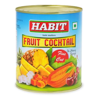 HABIT Fruit Cocktail - 850g (Pack of 3) | Assorted Bite-Size Fruits in Sugar Syrup | Canned fruit cocktail | Perfect for Cakes, Salads, Pies, Puddings & Desserts