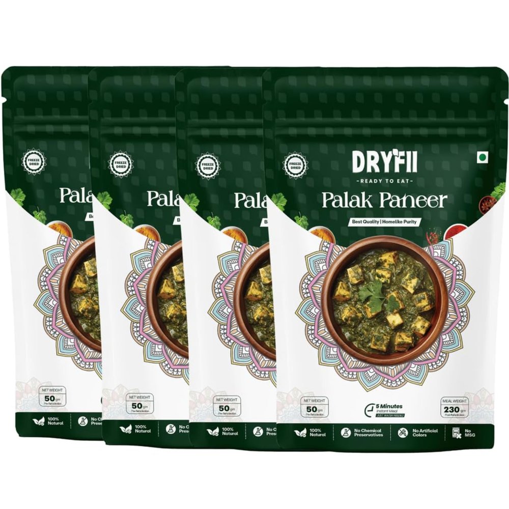 Dryfii Ready-to-Eat Instant Palak Paneer | Pure Veg | Freeze Dried | Rehydrated Weight 920 g