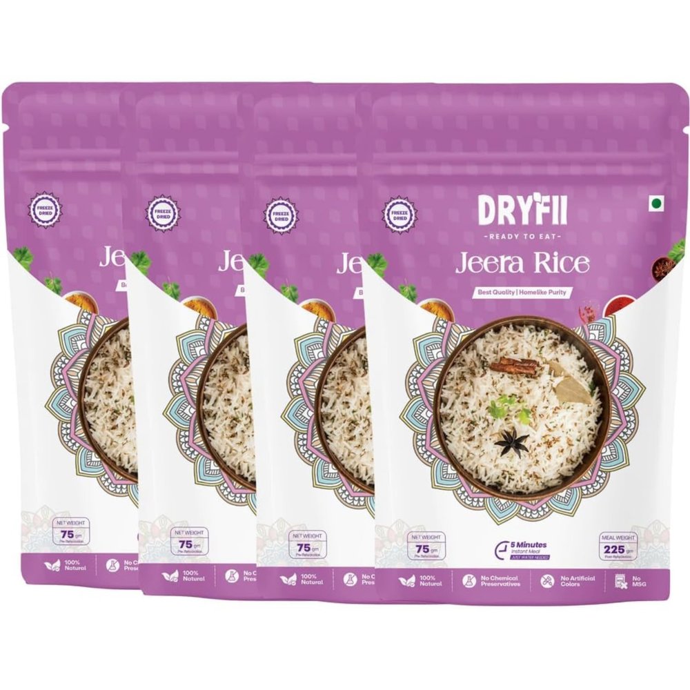 Dryfii Ready-to-Eat Instant Jeera Rice | Pure Veg | Freeze Dried | Rehydrated Weight 900 g