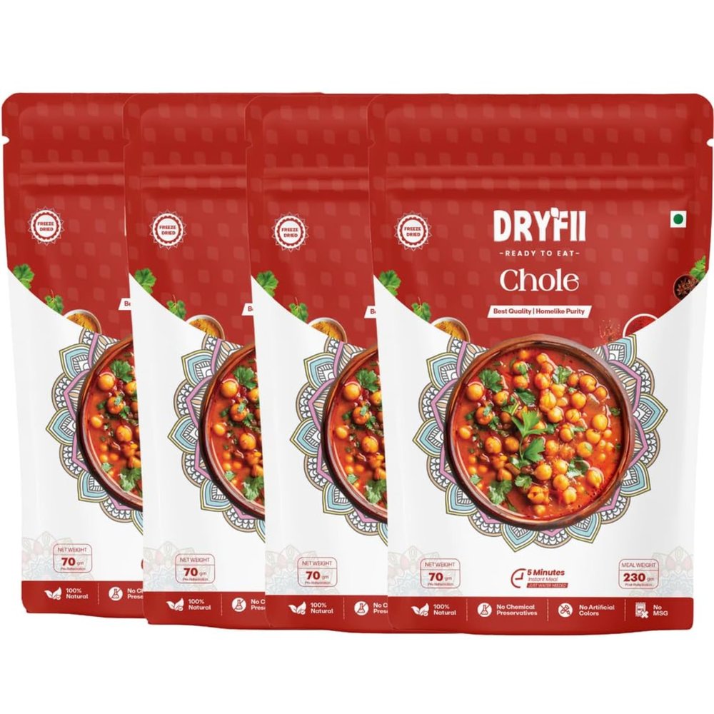 Dryfii Ready-to-Eat Instant Chole | Pure Veg | Freeze Dried | Rehydrated Weight 920 g