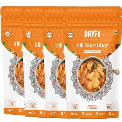 Dryfii Ready-to-Eat Instant Idli Sambhar | Pure Veg | Freeze Dried | Rehydrated Weight 920 g