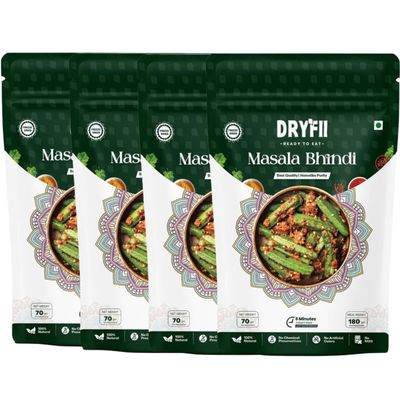 Dryfii Ready-to-Eat Instant Masala Bhindi | Pure Veg | Freeze Dried | Rehydrated Weight 720 g