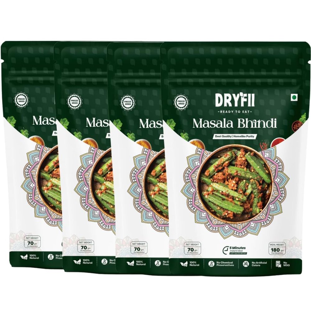 Dryfii Ready-to-Eat Instant Masala Bhindi | Pure Veg | Freeze Dried | Rehydrated Weight 720 g