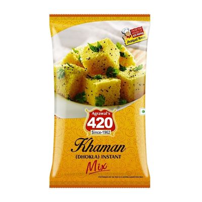 Agrawal's 420 Instant Khaman Mix | Authentic Gujarati Dhokla in 10 Minutes | Chana Dal Flour Based Soft & Spongy Snack | Pack of 2KG