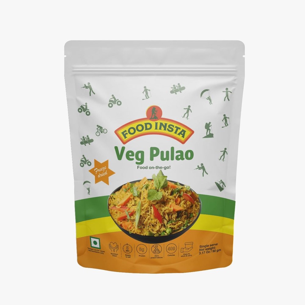 FOOD INSTA Veg Pulao| Homestyle Cooked,Freeze Dried, Indian Ethnic Ready to Eat Meal|Perfect for Traveller and Outdooor adventure Enthusiast.