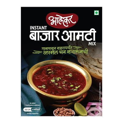 Alekar Instant Bajar Amti Mix | Ready to Cook | 3 Easy Steps |Ready in Just 10mins | 350 Gm | Serves 4 |No Preservative | Just Add Water (Pack Of 1)