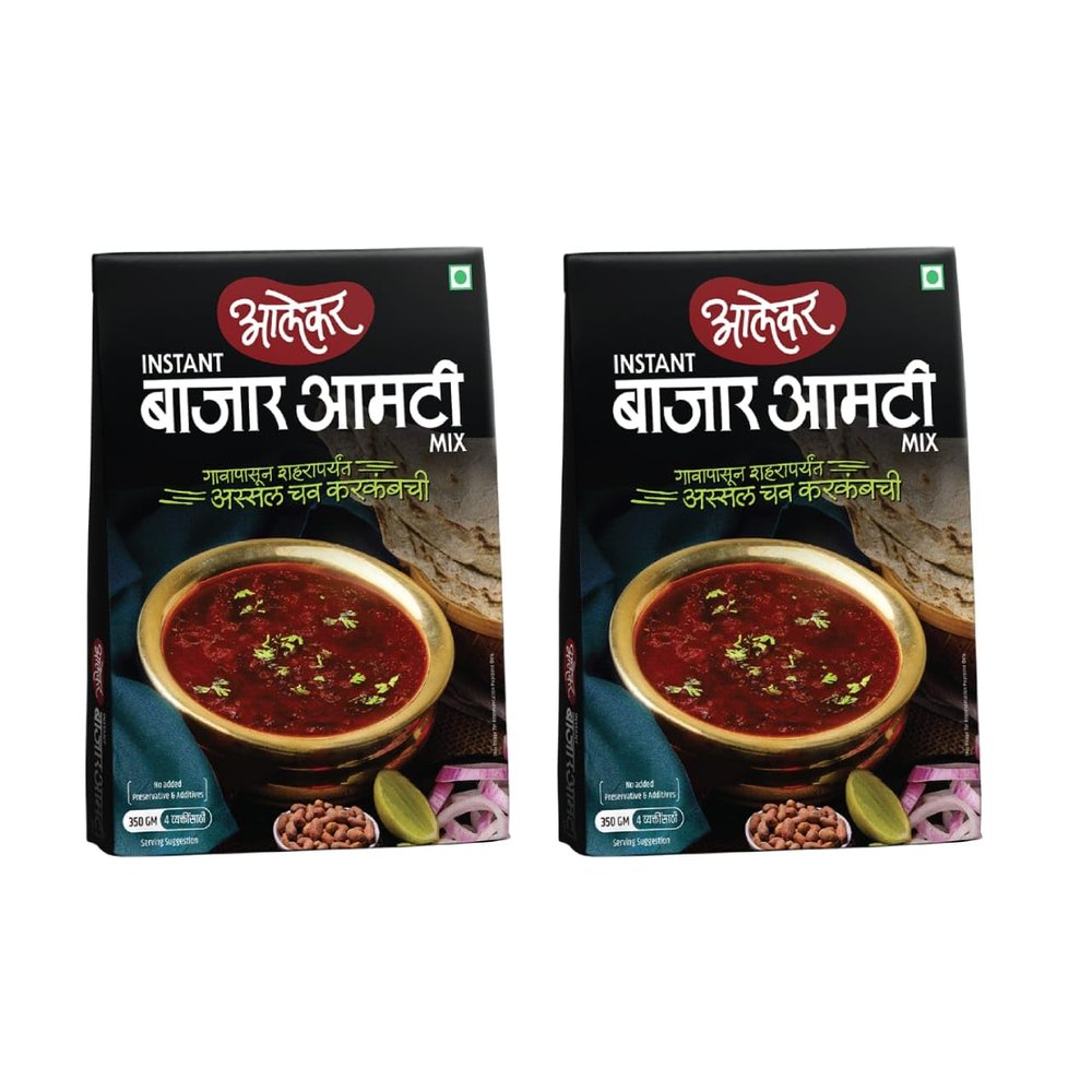 Alekar Instant Bajar Amti Mix | Ready to Cook | 3 Easy Steps |Ready in Just 10mins | 350 Gm | Serves 4 |No Preservative | Just Add Water (Pack Of 2)