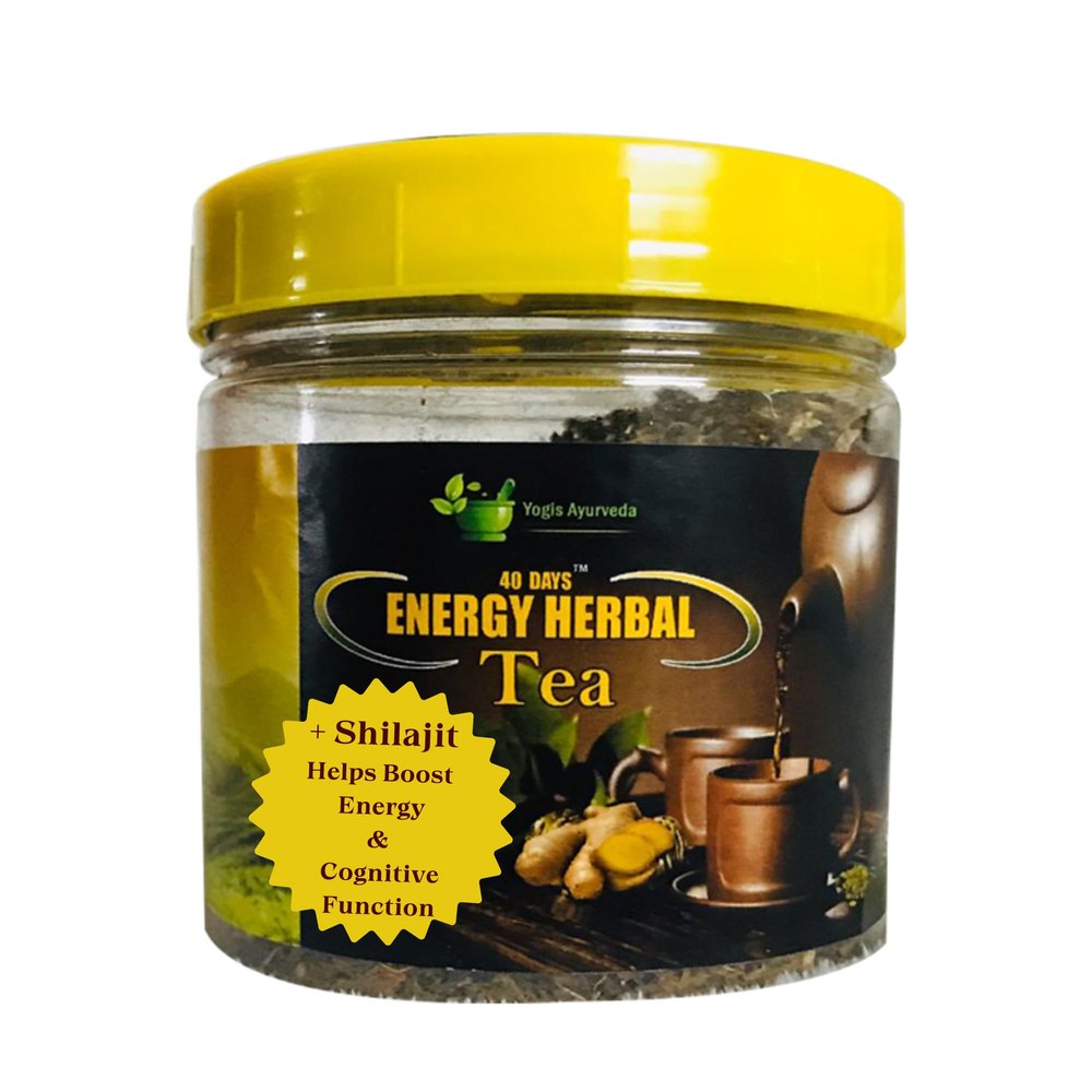 40 Days Brand's Yogis Ayurveda Energy Herbal Shilajit Tea With High Strength Shilajit, Ashwagandha & 12 Herbs. Loose Tea Leaves And Herbs 100g. Reduces Tiredness, Fatigue & Stress. Muscle Recovery. Delicious Blend