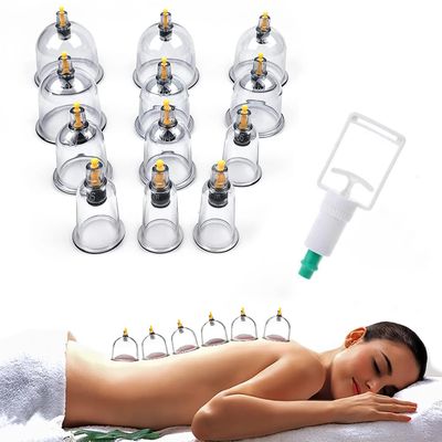 CRUXFAB HIJAMA Cupping Kit 12 Pcs Vacuum Cupping Set for Health Care Portable Body Relaxation Massage and Manual Therapy Cups for Pain Relief Magnetic Traditional Chinese Therapy Cupping