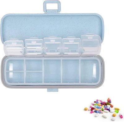 Clickswift Portable Medicine Storage Container with 7 Compartments for Home Office First Aid Pack,Pocket or Purse Pill Box, Pill Container for Vitamin/Fish Oils/Supplement 1Psc (Multicolour)