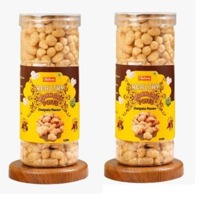 Chatoree Healthy Makhana Puffs | Chatpata Flavor | Gluten-Free, Trans-Fat-Free Snack | No Cholesterol | Calcium-Rich Phool Makhana | 100ml Storage Container (Pack of 2)