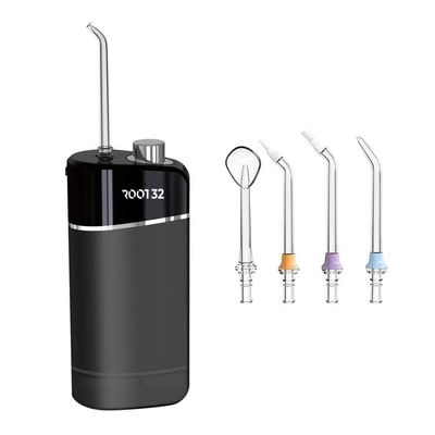 ROOT 32 Portable Water Flosser for Dental Care 3 Cleaning Modes, IPX7 Waterproof |Black, 4 Nozzles