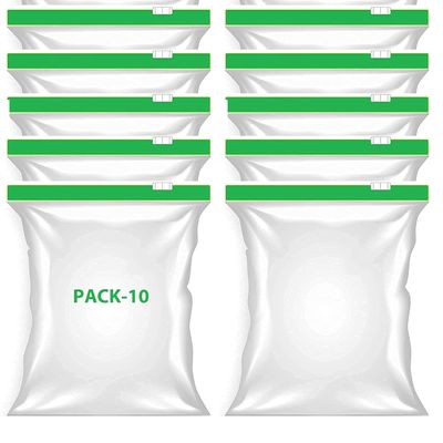 MOBDESK 10 Green Zipper Bag Zip Lock Pouch Veg Bag | Bags for Storage | Freezer Bags | Transparent Multi-Purpose Storage Slider Bags | Food Storage Bag | Stationery Pouch | Reusable Ziplock Pouch
